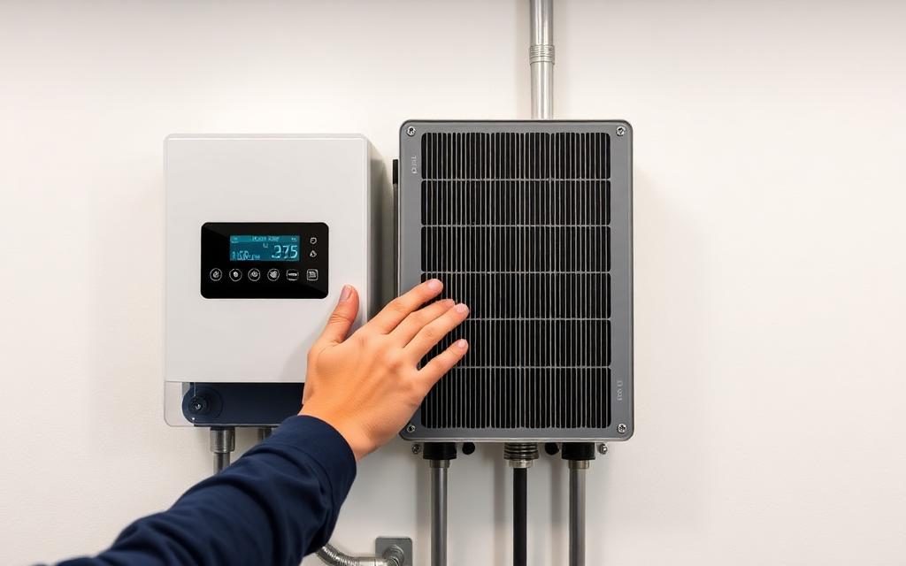 Inversor solar em manutenção